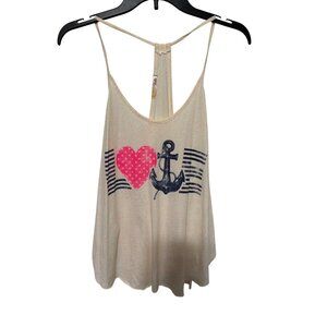 Viola Tank Top White with multi Neon splatter Nautical Love Womans L